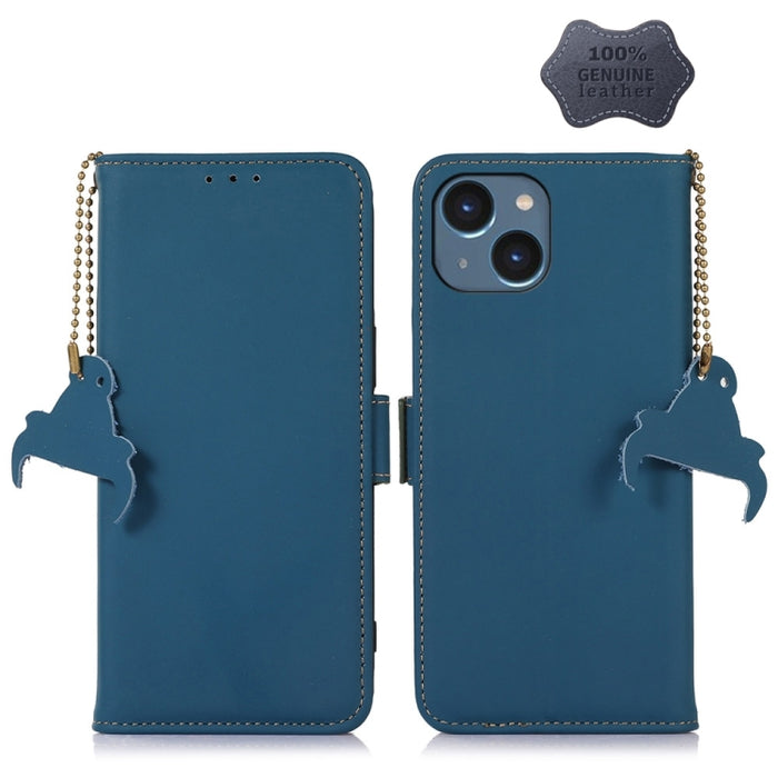 Estuche para teléfono de cuero RFID magnético de cuero genuino