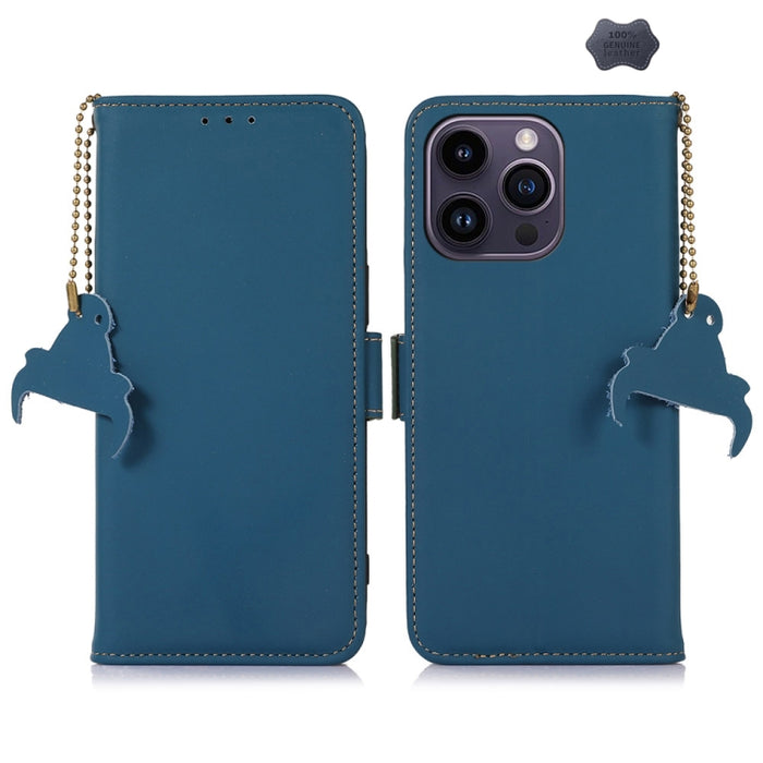 Estuche para teléfono de cuero RFID magnético de cuero genuino
