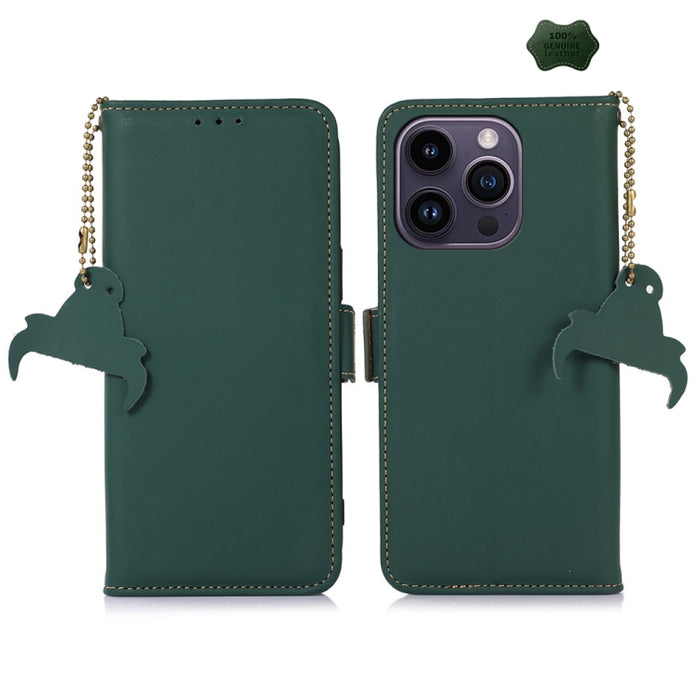 Estuche para teléfono de cuero RFID magnético de cuero genuino