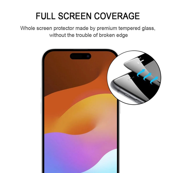 Película de vidrio templado de pantalla de pegamento completo de 25 piezas, For iPhone 15 Pro Max, For iPhone 15 Pro, For iPhone 15 Plus, For iPhone 15