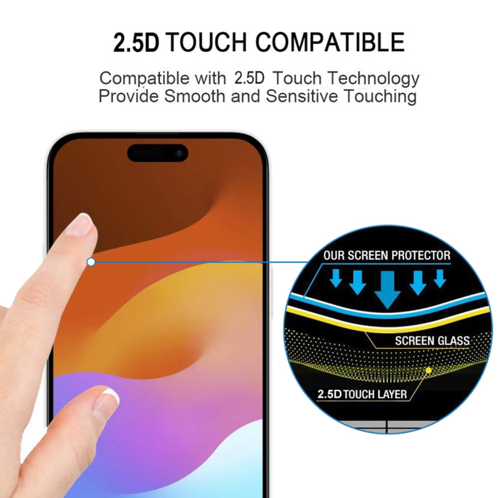 Película de vidrio templado de pantalla de pegamento completo de 25 piezas, For iPhone 15 Pro Max, For iPhone 15 Pro, For iPhone 15 Plus, For iPhone 15