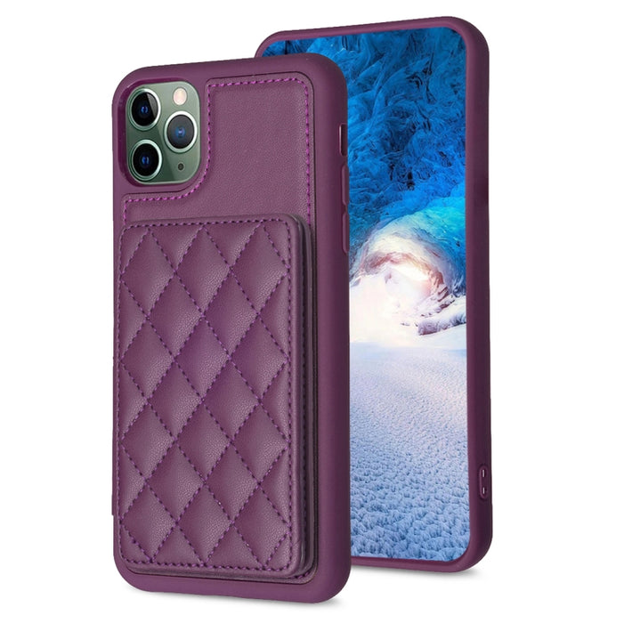 BF25 Estuche para teléfono con tarjetero cuadrado a cuadros, For iPhone 11 Pro Max, For iPhone 11, For iPhone 11 Pro, For iPhone X / XS, For iPhone XR, For iPhone XS Max, For iPhone 8 Plus / 7 Plus