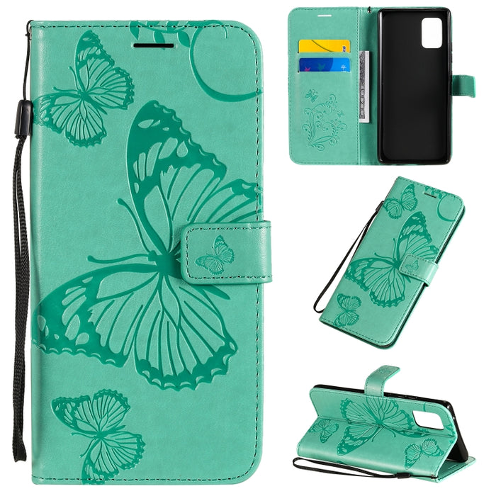 Estuche de cuero con tapa horizontal con estampado de mariposas en 3D con soporte, ranura para tarjeta y billetera, For Samsung Galaxy A41, For Samsung Galaxy A51 5G, For Samsung Galaxy A71 5G, For Huawei Nova 7, For Huawei Nova 7 Pro                  ...