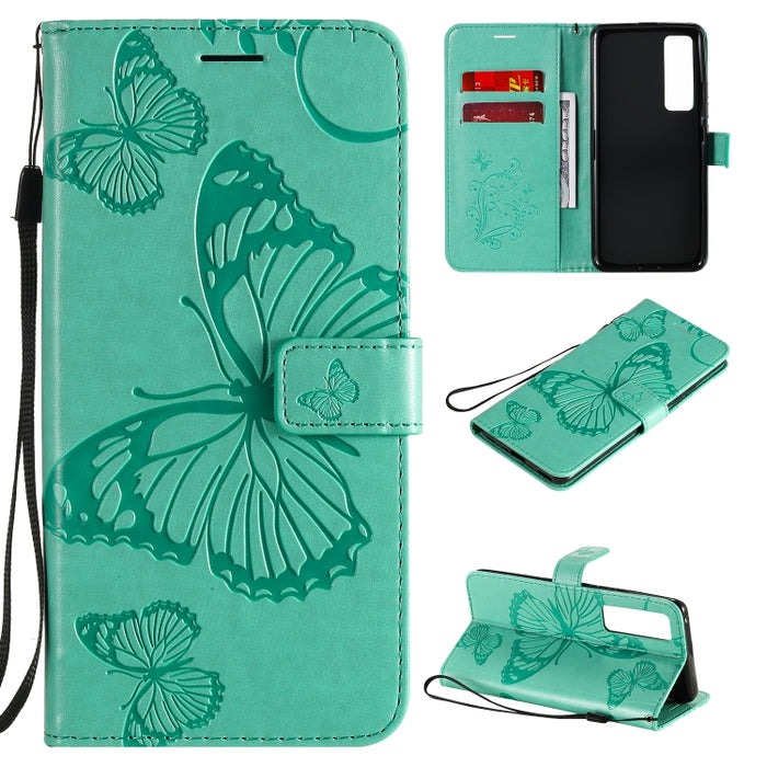 Estuche de cuero con tapa horizontal con estampado de mariposas en 3D con soporte, ranura para tarjeta y billetera, For Samsung Galaxy A41, For Samsung Galaxy A51 5G, For Samsung Galaxy A71 5G, For Huawei Nova 7, For Huawei Nova 7 Pro                  ...