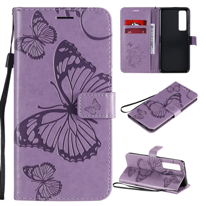 Estuche de cuero con tapa horizontal con estampado de mariposas en 3D con soporte, ranura para tarjeta y billetera, For Samsung Galaxy A41, For Samsung Galaxy A51 5G, For Samsung Galaxy A71 5G, For Huawei Nova 7, For Huawei Nova 7 Pro                  ...
