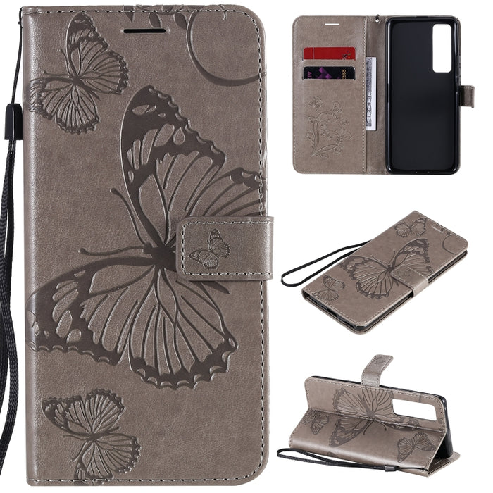 Estuche de cuero con tapa horizontal con estampado de mariposas en 3D con soporte, ranura para tarjeta y billetera, For Samsung Galaxy A41, For Samsung Galaxy A51 5G, For Samsung Galaxy A71 5G, For Huawei Nova 7, For Huawei Nova 7 Pro                  ...