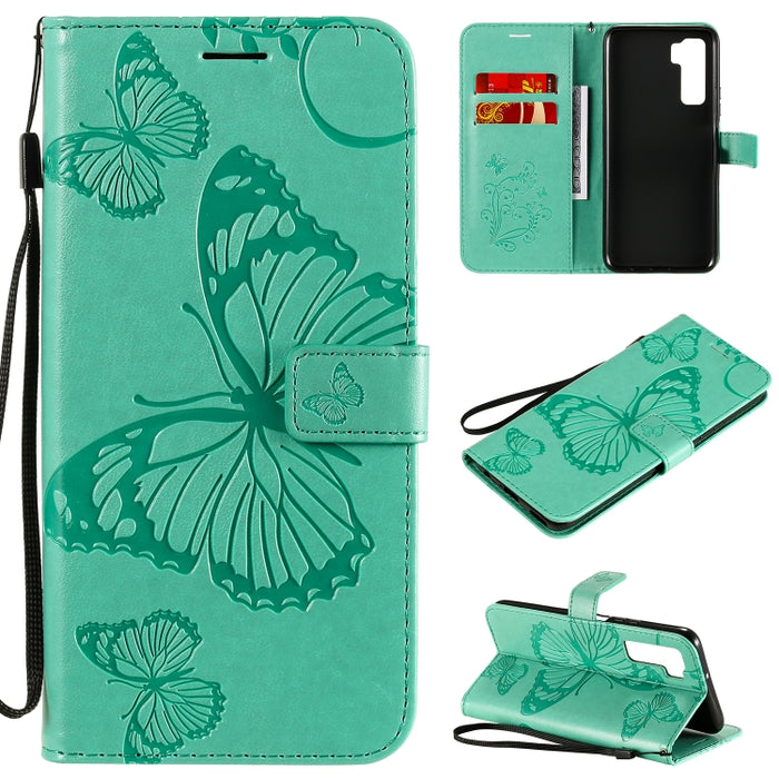 Estuche de cuero con tapa horizontal con estampado de mariposas en 3D con soporte, ranura para tarjeta y billetera, For Samsung Galaxy A41, For Samsung Galaxy A51 5G, For Samsung Galaxy A71 5G, For Huawei Nova 7, For Huawei Nova 7 Pro                  ...