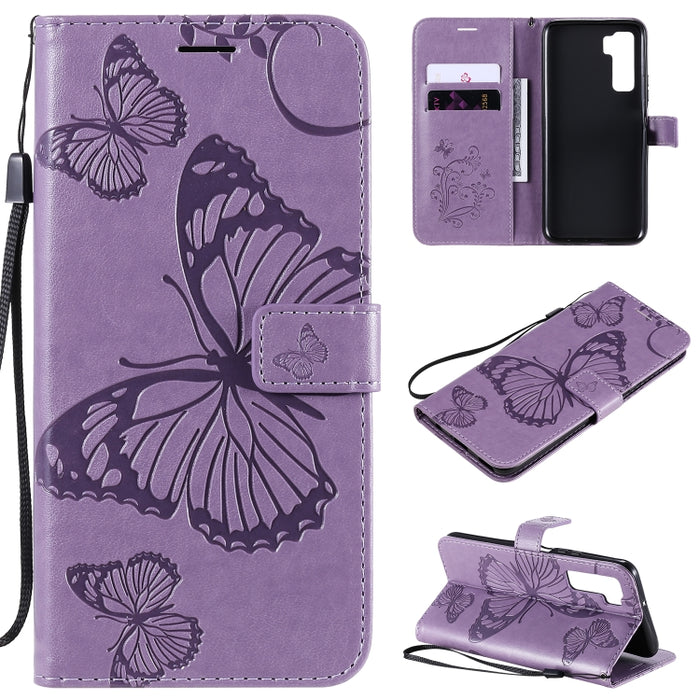 Estuche de cuero con tapa horizontal con estampado de mariposas en 3D con soporte, ranura para tarjeta y billetera, For Samsung Galaxy A41, For Samsung Galaxy A51 5G, For Samsung Galaxy A71 5G, For Huawei Nova 7, For Huawei Nova 7 Pro                  ...