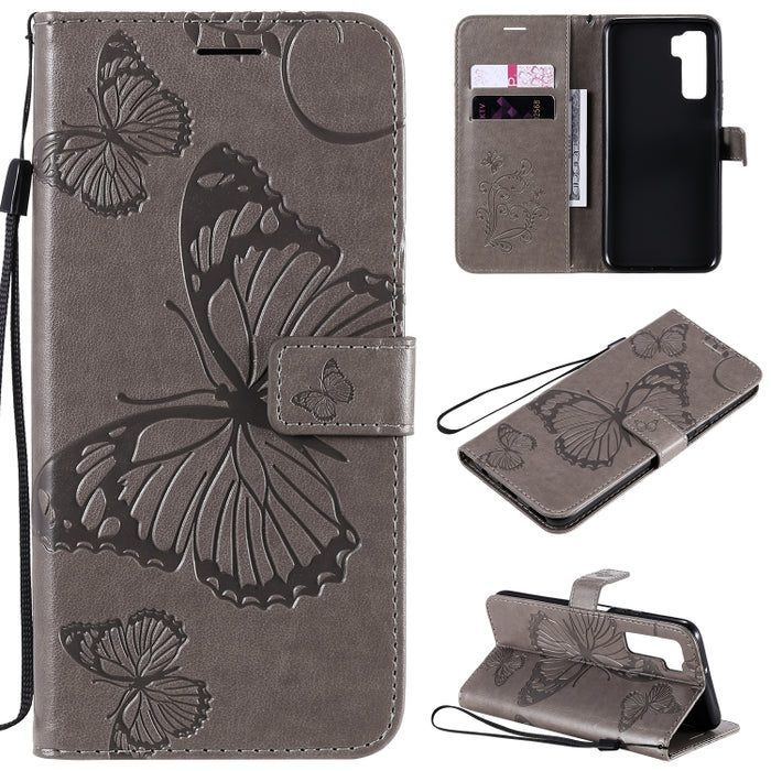 Estuche de cuero con tapa horizontal con estampado de mariposas en 3D con soporte, ranura para tarjeta y billetera, For Samsung Galaxy A41, For Samsung Galaxy A51 5G, For Samsung Galaxy A71 5G, For Huawei Nova 7, For Huawei Nova 7 Pro                  ...