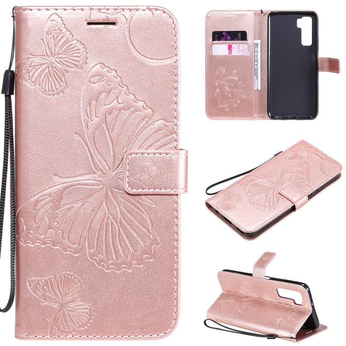 Estuche de cuero con tapa horizontal con estampado de mariposas en 3D con soporte, ranura para tarjeta y billetera, For Samsung Galaxy A41, For Samsung Galaxy A51 5G, For Samsung Galaxy A71 5G, For Huawei Nova 7, For Huawei Nova 7 Pro                  ...