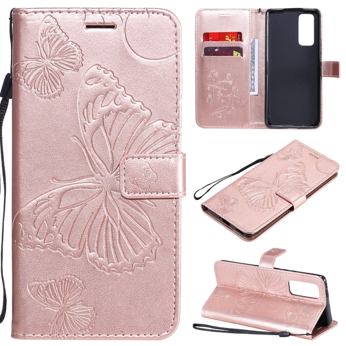 Estuche de cuero con tapa horizontal con estampado de mariposas en 3D con soporte, ranura para tarjeta y billetera, For Samsung Galaxy A41, For Samsung Galaxy A51 5G, For Samsung Galaxy A71 5G, For Huawei Nova 7, For Huawei Nova 7 Pro                  ...