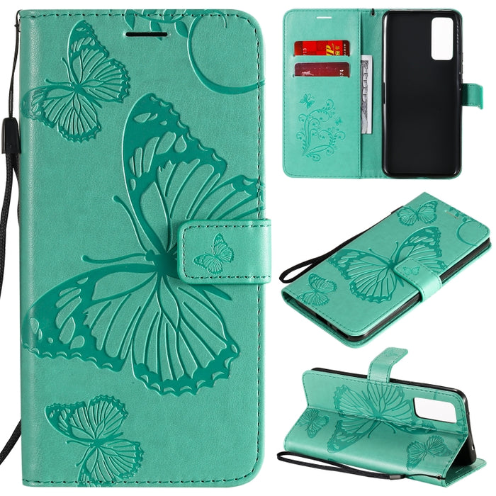 Estuche de cuero con tapa horizontal con estampado de mariposas en 3D con soporte, ranura para tarjeta y billetera, For Huawei Honor 30, For Huawei Honor Play 4T Pro