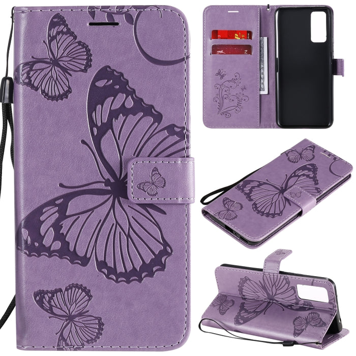 Estuche de cuero con tapa horizontal con estampado de mariposas en 3D con soporte, ranura para tarjeta y billetera, For Huawei Honor 30, For Huawei Honor Play 4T Pro