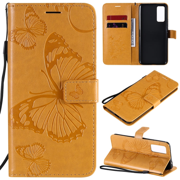 Estuche de cuero con tapa horizontal con estampado de mariposas en 3D con soporte, ranura para tarjeta y billetera, For Huawei Honor 30, For Huawei Honor Play 4T Pro