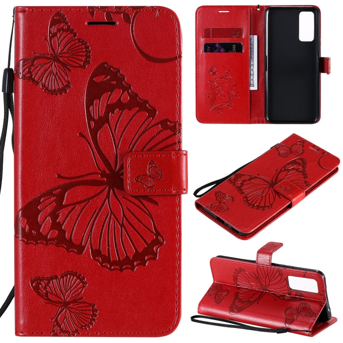 Estuche de cuero con tapa horizontal con estampado de mariposas en 3D con soporte, ranura para tarjeta y billetera, For Huawei Honor 30, For Huawei Honor Play 4T Pro