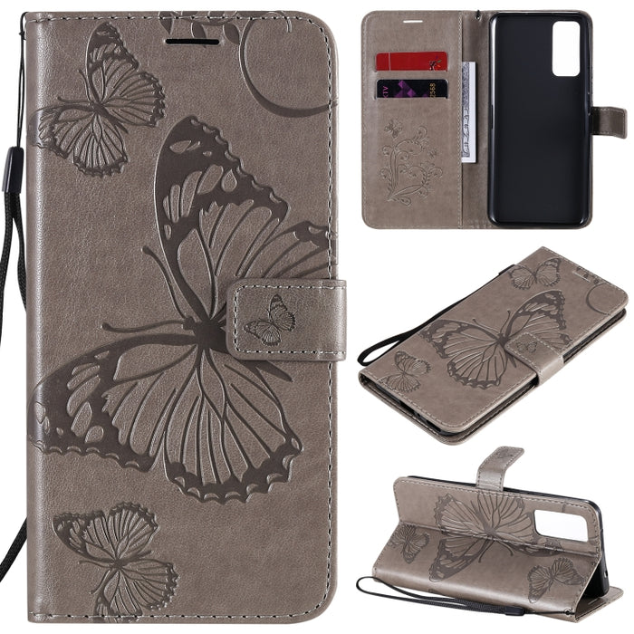 Estuche de cuero con tapa horizontal con estampado de mariposas en 3D con soporte, ranura para tarjeta y billetera, For Huawei Honor 30, For Huawei Honor Play 4T Pro