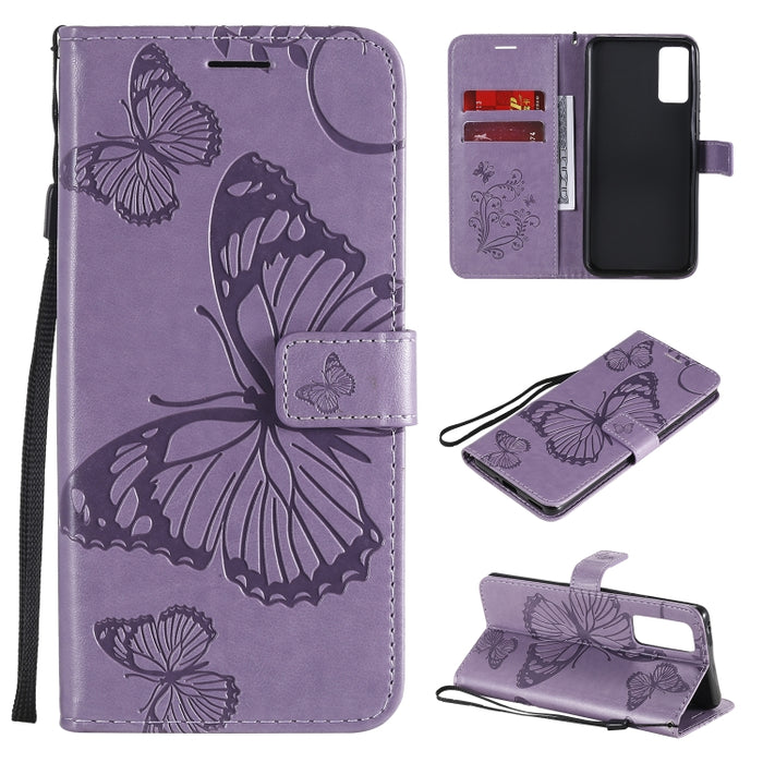 Estuche de cuero con tapa horizontal con estampado de mariposas en 3D con soporte, ranura para tarjeta y billetera, For Huawei Honor 30, For Huawei Honor Play 4T Pro