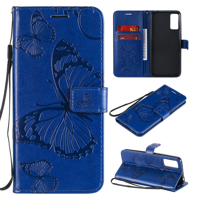Estuche de cuero con tapa horizontal con estampado de mariposas en 3D con soporte, ranura para tarjeta y billetera, For Huawei Honor 30, For Huawei Honor Play 4T Pro