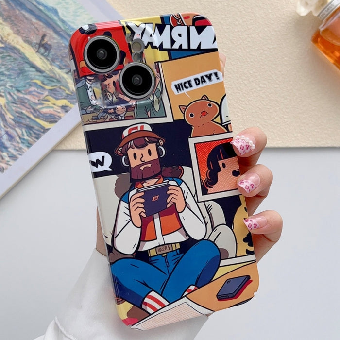 Estuche para teléfono PC con orificio preciso y patrón pintado, For iPhone 15, For iPhone 14 Plus, For iPhone 14