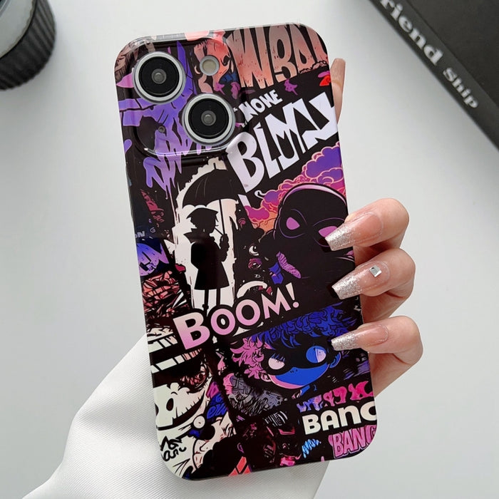 Estuche para teléfono PC con orificio preciso y patrón pintado, For iPhone 15, For iPhone 14 Plus, For iPhone 14