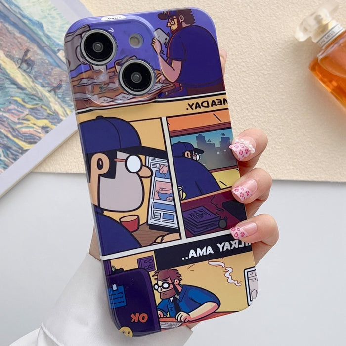 Estuche para teléfono PC con orificio preciso y patrón pintado, For iPhone 15, For iPhone 14 Plus, For iPhone 14