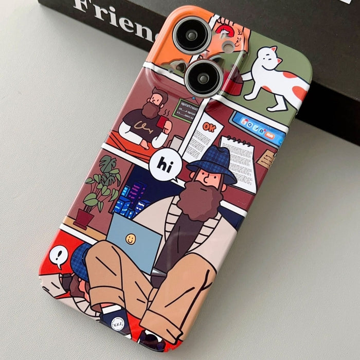 Estuche para teléfono PC con orificio preciso y patrón pintado, For iPhone 15, For iPhone 14 Plus, For iPhone 14