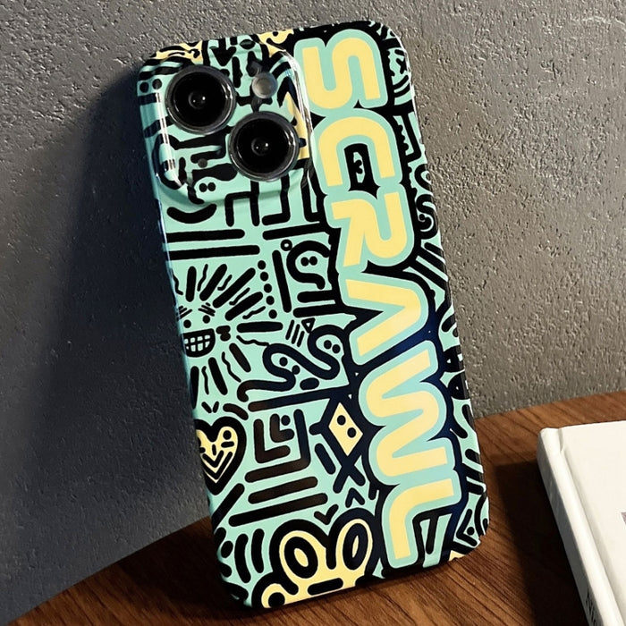 Estuche para teléfono PC con orificio preciso y patrón pintado, For iPhone 15, For iPhone 14 Plus, For iPhone 14