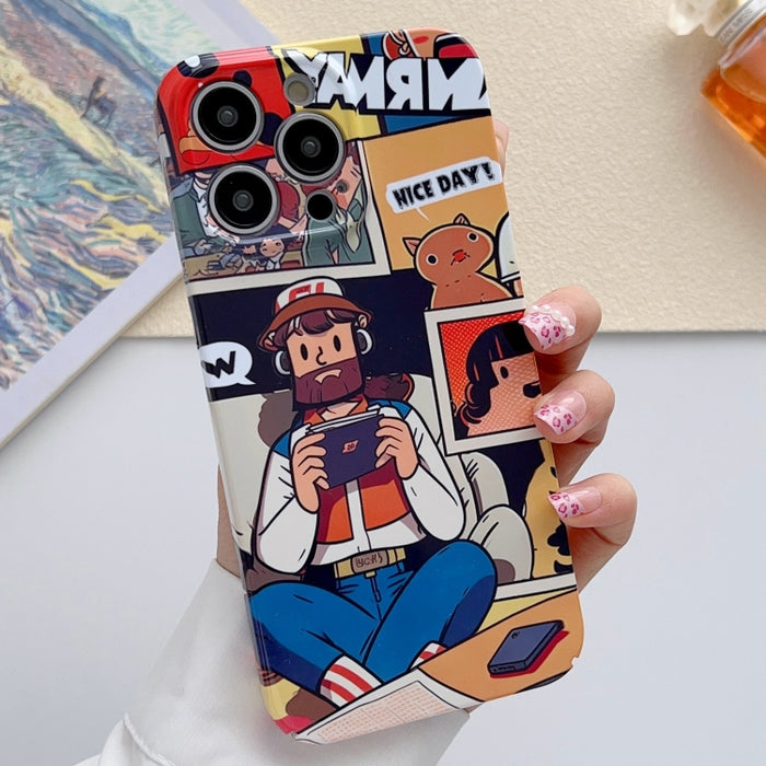 Estuche para teléfono PC con orificio preciso y patrón pintado, For iPhone 14 Pro, For iPhone 14 Pro Max, For iPhone SE 2022 / 2020 / 8 / 7