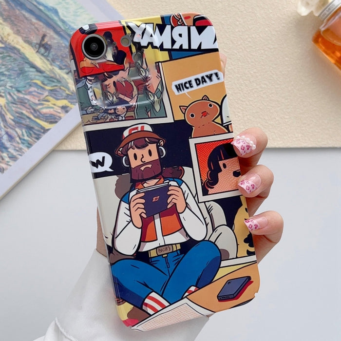 Estuche para teléfono PC con orificio preciso y patrón pintado, For iPhone 14 Pro, For iPhone 14 Pro Max, For iPhone SE 2022 / 2020 / 8 / 7
