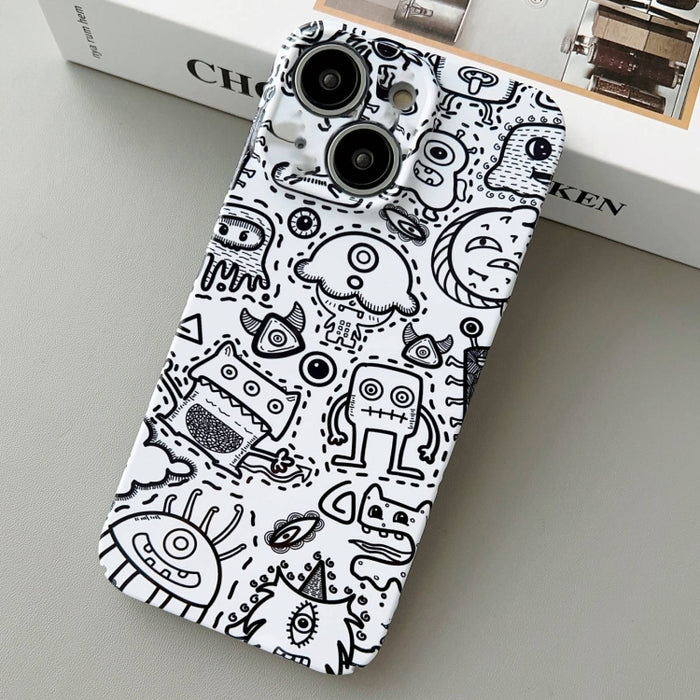 Estuche para teléfono PC con orificio preciso y patrón pintado, For iPhone 15, For iPhone 14 Plus, For iPhone 14