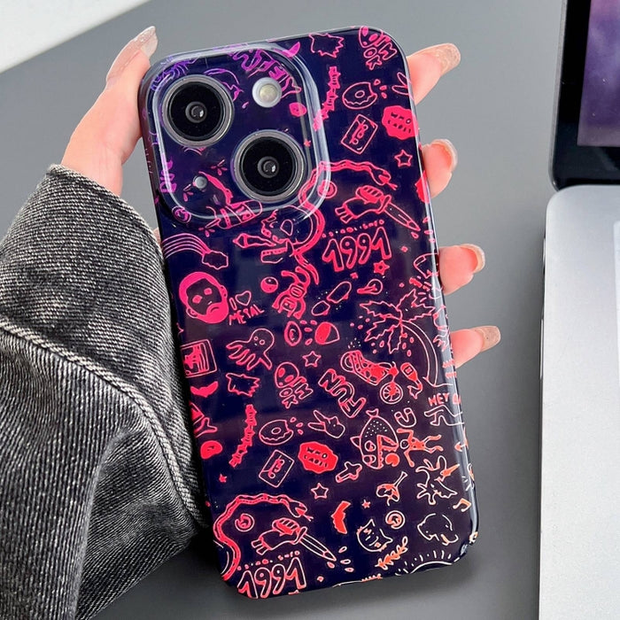 Estuche para teléfono PC con orificio preciso y patrón pintado, For iPhone 15 Pro Max, For iPhone 15 Pro, For iPhone 15 Plus