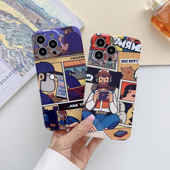 Estuche para teléfono PC con orificio preciso y patrón pintado, For iPhone 14 Pro, For iPhone 14 Pro Max, For iPhone SE 2022 / 2020 / 8 / 7