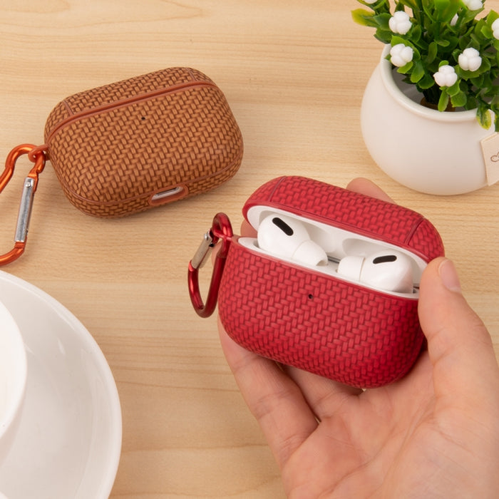 Estuche protector para auriculares con textura de piel tejida PC TWS, For AirPods Pro 2, For AirPods 3, For AirPods Pro, For AirPods 1 / 2
