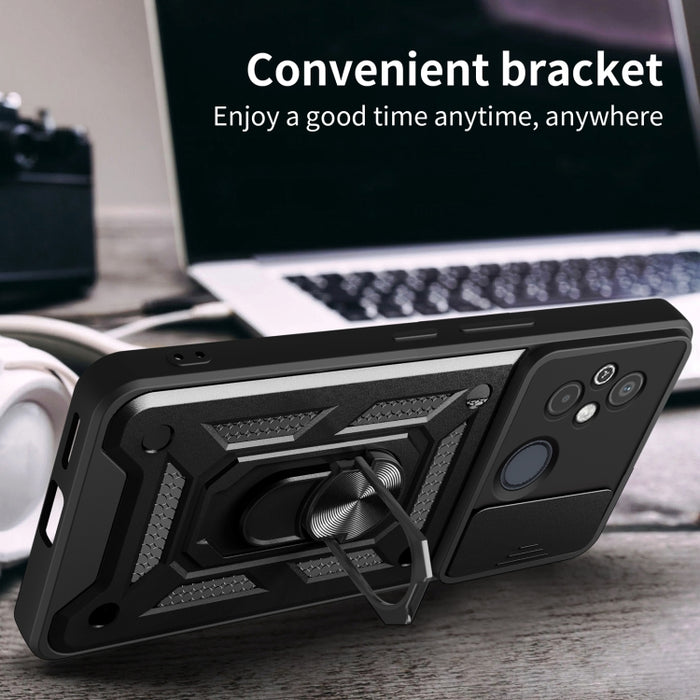 Diseño de cubierta de cámara deslizante TPU Hybrid PC Phone Case, For Xiaomi Redmi 12 4G, For Xiaomi Redmi 12C 4G / 11A 4G