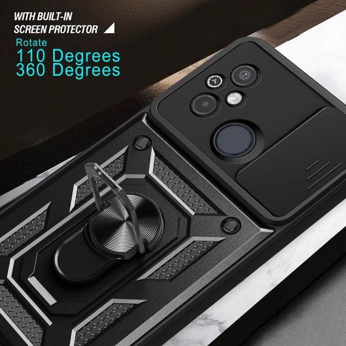 Diseño de cubierta de cámara deslizante TPU Hybrid PC Phone Case, For Xiaomi Redmi 12 4G, For Xiaomi Redmi 12C 4G / 11A 4G