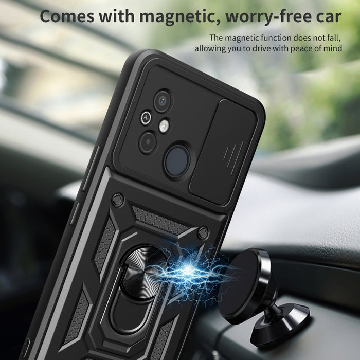 Diseño de cubierta de cámara deslizante TPU Hybrid PC Phone Case, For Xiaomi Redmi 12 4G, For Xiaomi Redmi 12C 4G / 11A 4G