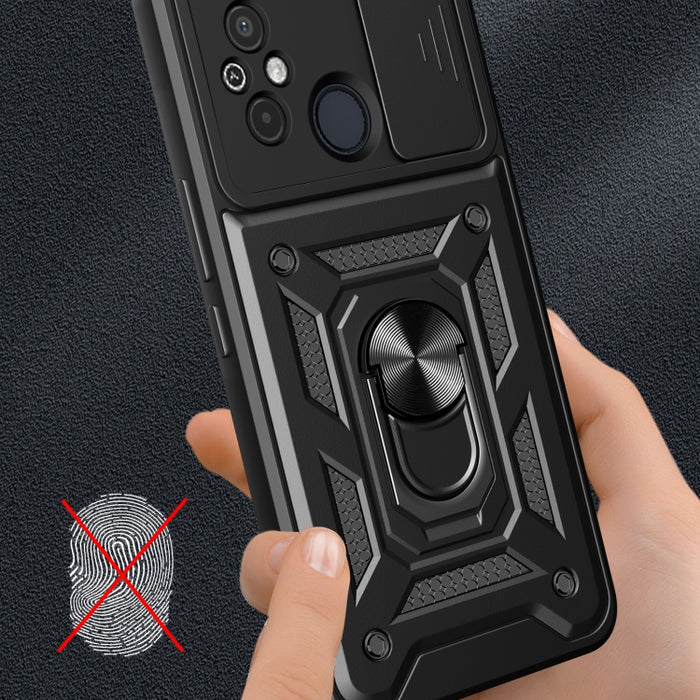 Diseño de cubierta de cámara deslizante TPU Hybrid PC Phone Case, For Xiaomi Redmi 12 4G, For Xiaomi Redmi 12C 4G / 11A 4G