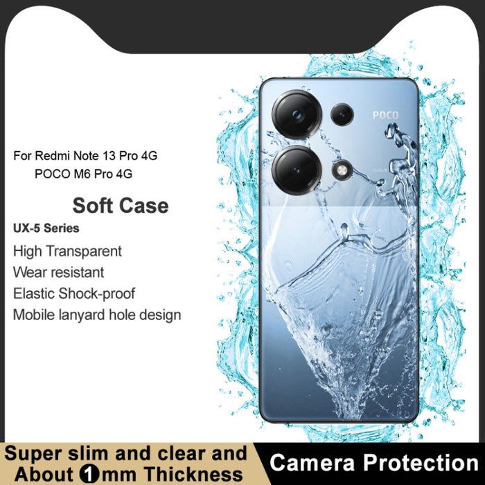 Estuche protector de TPU transparente a prueba de golpes de la serie imak UX-5, For Xiaomi Civi 4 Pro 5G, For Xiaomi POCO M6 Pro 4G, For Xiaomi Redmi Note 13 Pro 4G Global, For Xiaomi Redmi A3 4G, For Xiaomi Redmi Note 13 4G                            ...