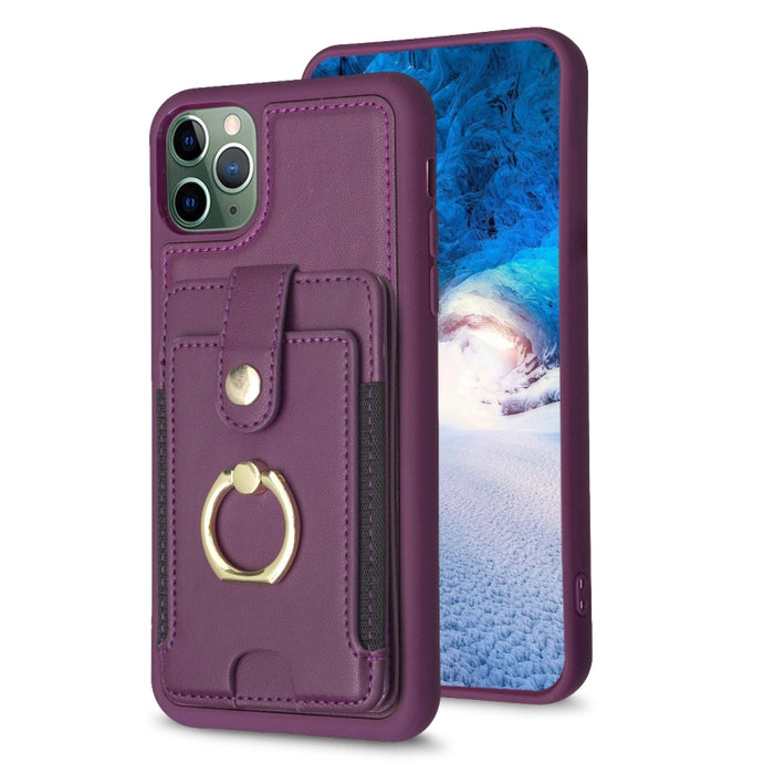 Estuche para teléfono con soporte para tarjeta y anillo de metal BF27, For iPhone 11 Pro Max, For iPhone 11, For iPhone 11 Pro, For iPhone X / XS, For iPhone XR, For iPhone XS Max, For iPhone 8 Plus / 7 Plus