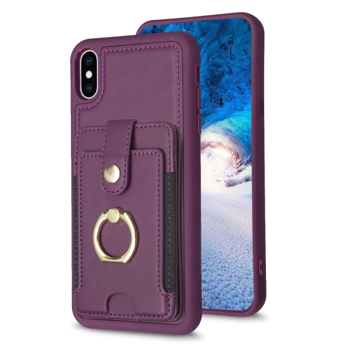 Estuche para teléfono con soporte para tarjeta y anillo de metal BF27, For iPhone 11 Pro Max, For iPhone 11, For iPhone 11 Pro, For iPhone X / XS, For iPhone XR, For iPhone XS Max, For iPhone 8 Plus / 7 Plus