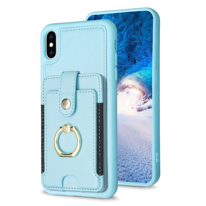 Estuche para teléfono con soporte para tarjeta y anillo de metal BF27, For iPhone 11 Pro Max, For iPhone 11, For iPhone 11 Pro, For iPhone X / XS, For iPhone XR, For iPhone XS Max, For iPhone 8 Plus / 7 Plus
