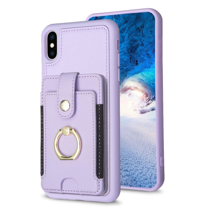 Estuche para teléfono con soporte para tarjeta y anillo de metal BF27, For iPhone 11 Pro Max, For iPhone 11, For iPhone 11 Pro, For iPhone X / XS, For iPhone XR, For iPhone XS Max, For iPhone 8 Plus / 7 Plus