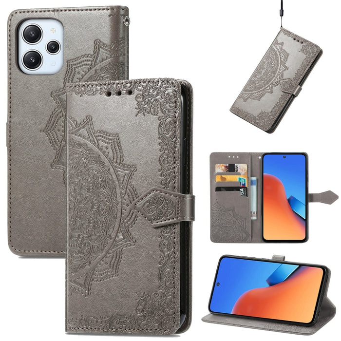 Estuche para teléfono de cuero en relieve Mandala Flower, For Xiaomi Redmi 12
