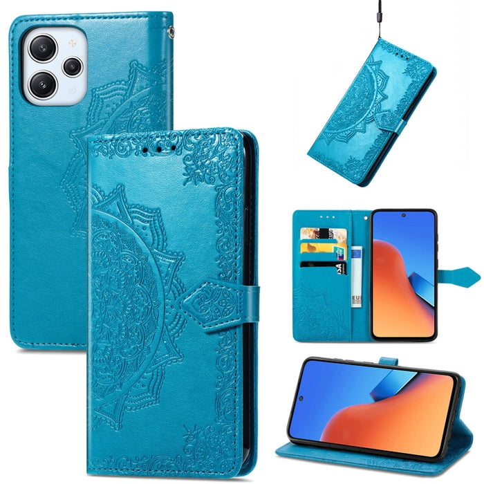 Estuche para teléfono de cuero en relieve Mandala Flower, For Xiaomi Redmi 12