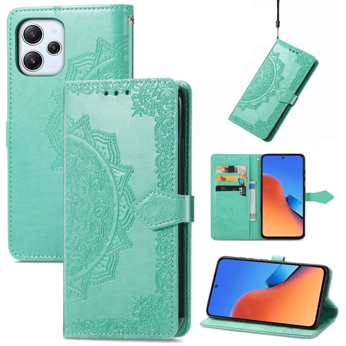 Estuche para teléfono de cuero en relieve Mandala Flower, For Xiaomi Redmi 12