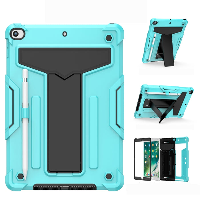 Soporte en forma de T Color de contraste PC a prueba de golpes + Funda protectora plana de silicona
