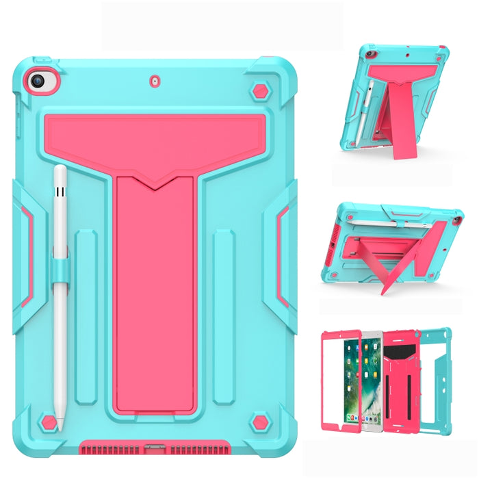 Soporte en forma de T Color de contraste PC a prueba de golpes + Funda protectora plana de silicona