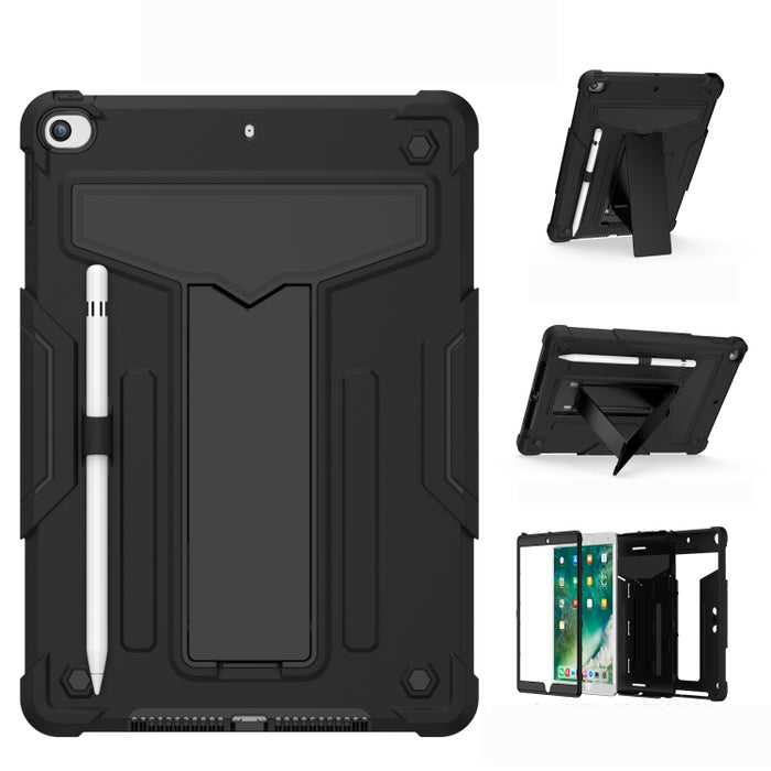 Soporte en forma de T Color de contraste PC a prueba de golpes + Funda protectora plana de silicona