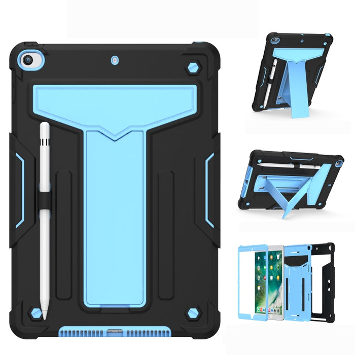 Soporte en forma de T Color de contraste PC a prueba de golpes + Funda protectora plana de silicona