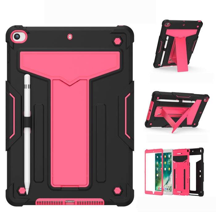 Soporte en forma de T Color de contraste PC a prueba de golpes + Funda protectora plana de silicona